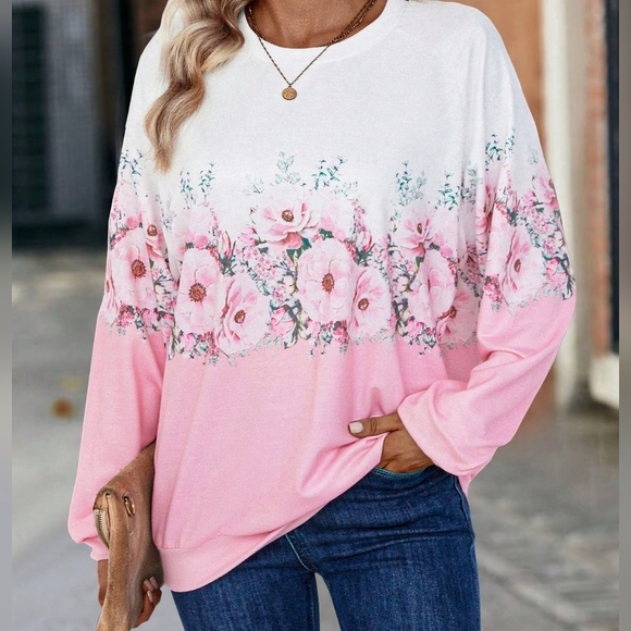 Floral Print Drop Shoulder Sweatshirt